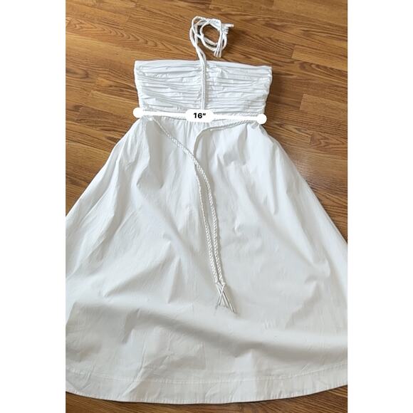 Veronica Beard white strapless halter midi TUCKER DRESS size 12 / large - Picture 6 of 13